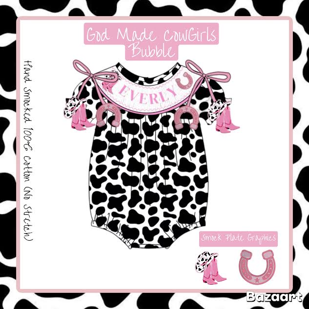 PO 5: God Made Cow Girls Hand Smocked Bubble (ETA: JULY)