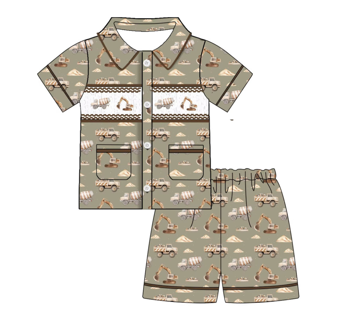 Boys Hand Smocked Construction Short Set | Pre Order