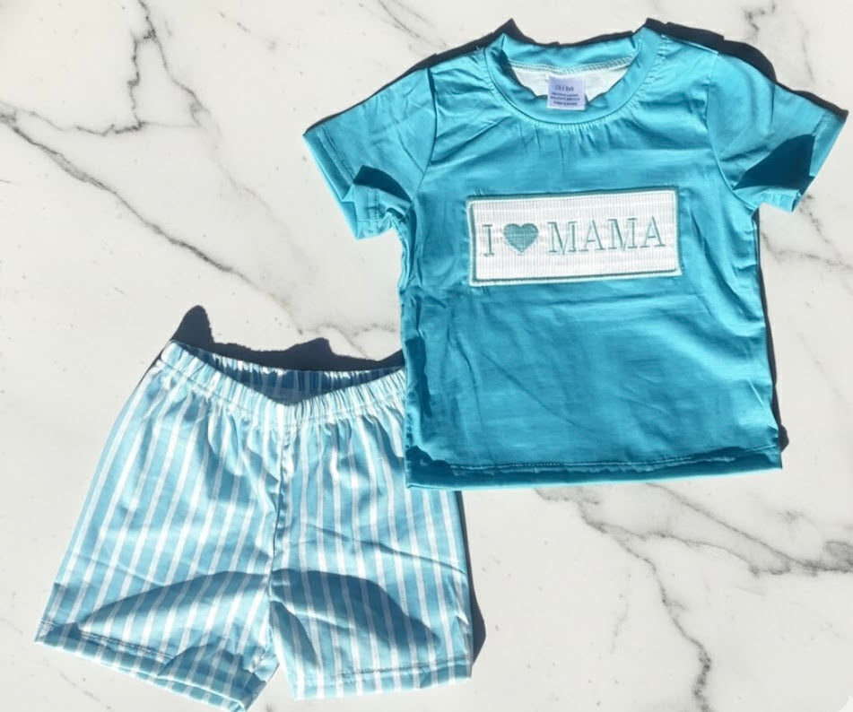 Boys I Heart Mom Short Set